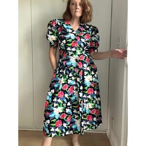 Vintage Ms Chaus Floral Print Skirt Set Size 12 Bold Print Multi colored 90s